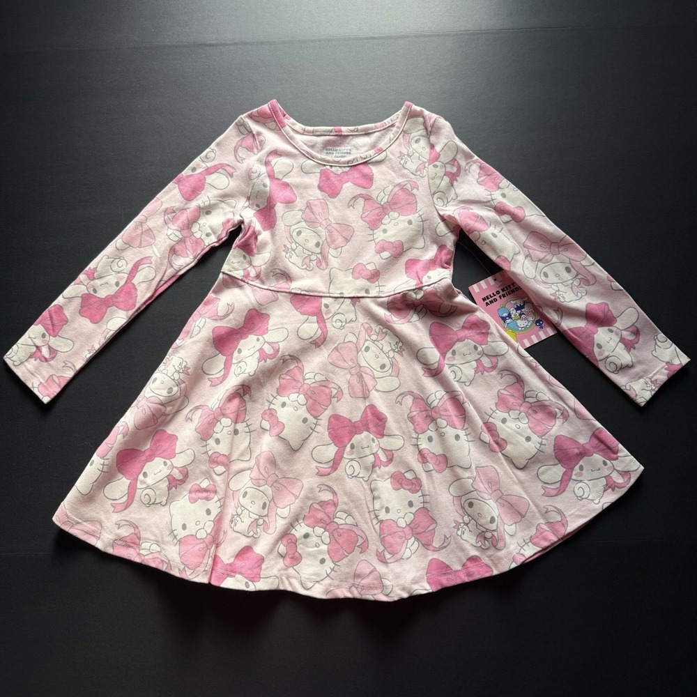 Hello Kitty Cinnamoroll Toddler Girls‎ Dress Long Sleeve 4T New